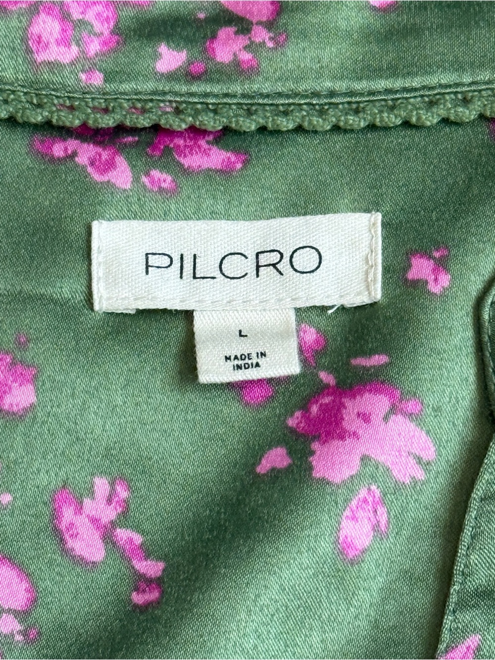 Pilcro Anthropologie Linden Silken Pleated Waisted Blouse Green Floral L - Picture 6 of 9